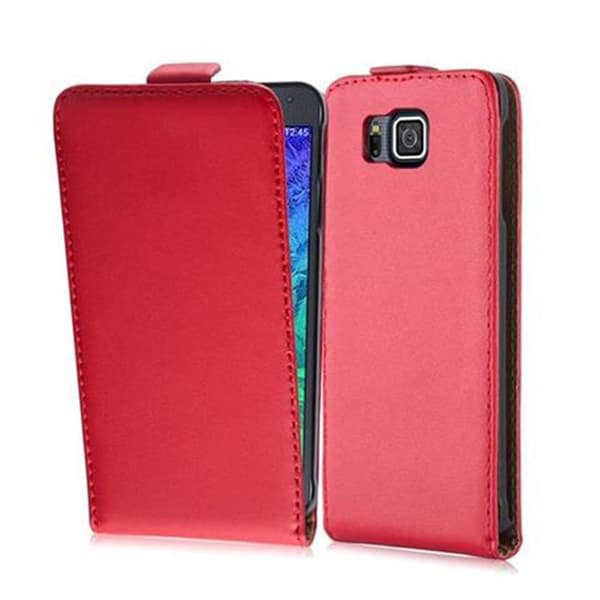 Samsung Galaxy ALPHA Skal Fodral i flipdesign Mobilskydd av smidigt konstläder Case Cover CHILI RÖD