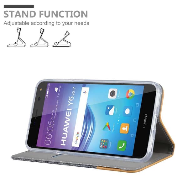 Huawei Y5 2017 / Y6 2017 Suojakotelo Suojakuori Lompakkokotelo Matkapuhelinkotelo jossa magneettisuljenta, jalusta-toiminto ja korttitasku