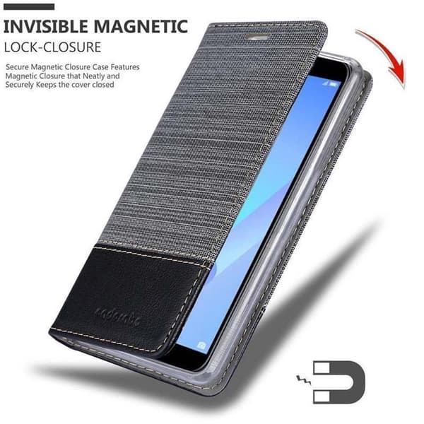 Deksel til Huawei Y6 PRIME Lommebokdeksel med magnetisk lukking, stativfunksjon og kortlomme