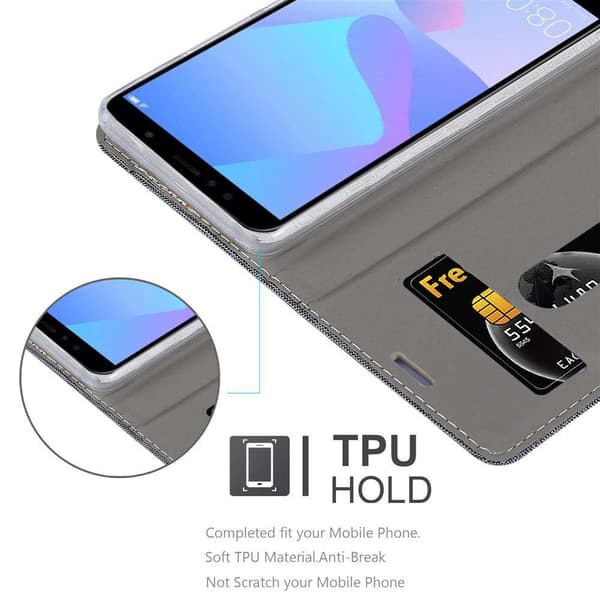 Deksel til Huawei Y6 PRIME Lommebokdeksel med magnetisk lukking, stativfunksjon og kortlomme