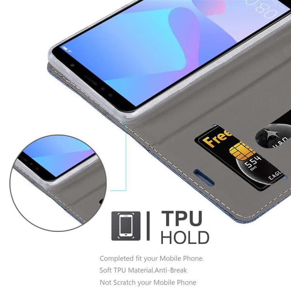 Deksel til Huawei Y6 PRIME Lommebokdeksel med magnetisk lukking, stativfunksjon og kortlomme