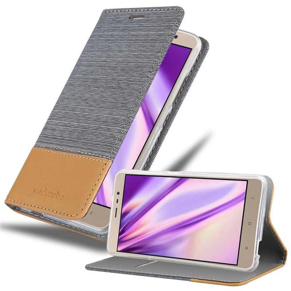 Xiaomi RedMi NOTE 3 Skal Plånboksfodral med magnetisk stängning, ståfunktion och kortficka LJUS GRÅ BRUN