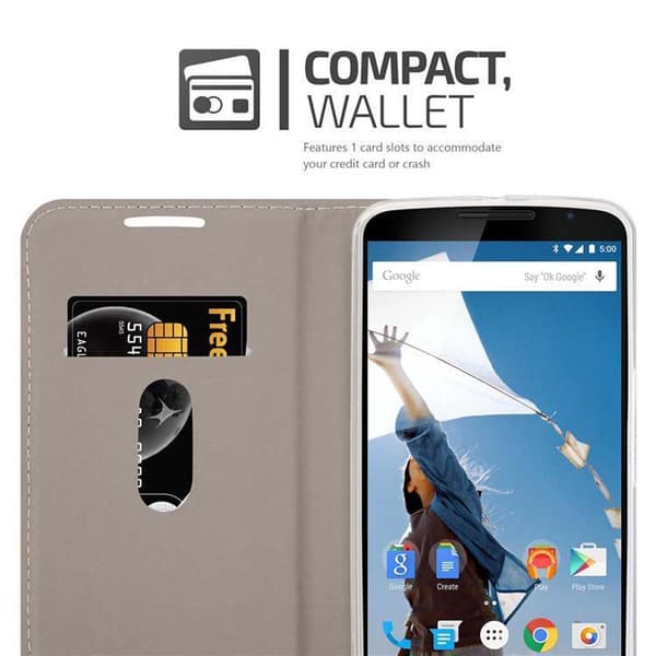 Motorola Google NEXUS 6 Suojakotelo Suojakuori Lompakkokotelo Matkapuhelinkotelo jossa magneettisuljenta, jalusta-toiminto ja korttitasku