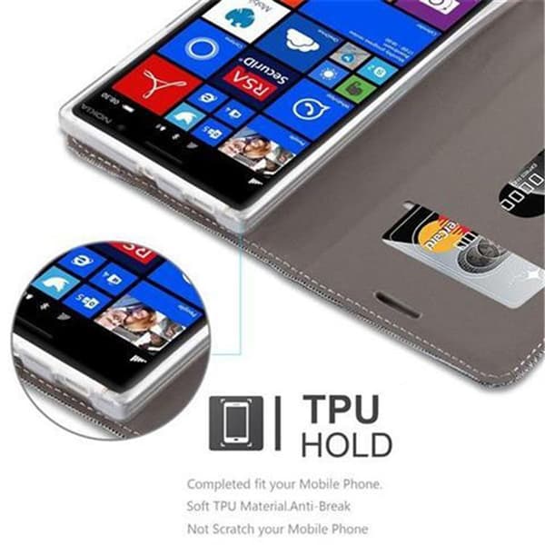 Nokia Lumia 830 Suojakotelo Suojakuori Lompakkokotelo Matkapuhelinkotelo jossa magneettisuljenta, jalusta-toiminto ja korttitasku