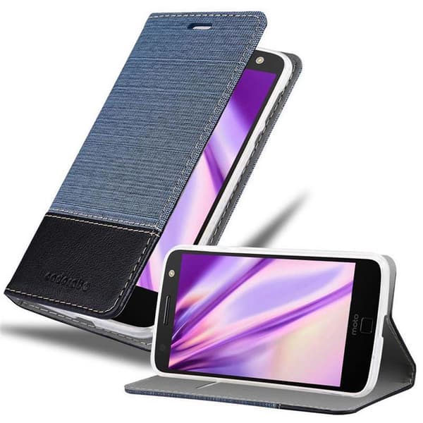 Motorola MOTO Z FORCE Suojakotelo Suojakuori Lompakkokotelo Matkapuhelinkotelo jossa magneettisuljenta, jalusta-toiminto ja korttitasku TUMMAN SININEN MUSTA