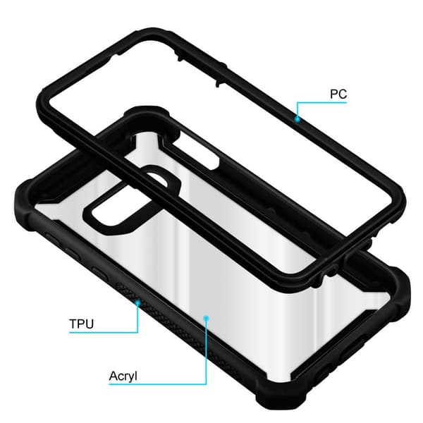 Samsung Galaxy S10e Suojakuori Suojakotelo 2-in-1 jossa on TPU-silikonireuna ja akryylilasinen takapuoli