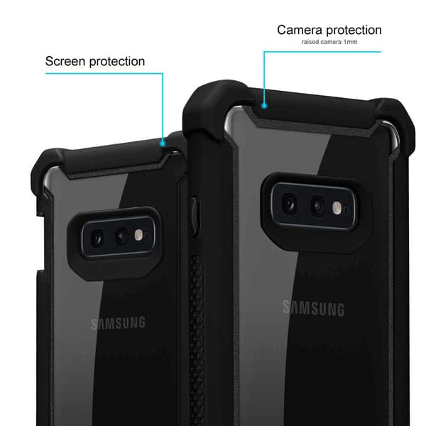 Samsung Galaxy S10e Suojakuori Suojakotelo 2-in-1 jossa on TPU-silikonireuna ja akryylilasinen takapuoli