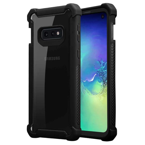 Samsung Galaxy S10e Suojakuori Suojakotelo 2-in-1 jossa on TPU-silikonireuna ja akryylilasinen takapuoli