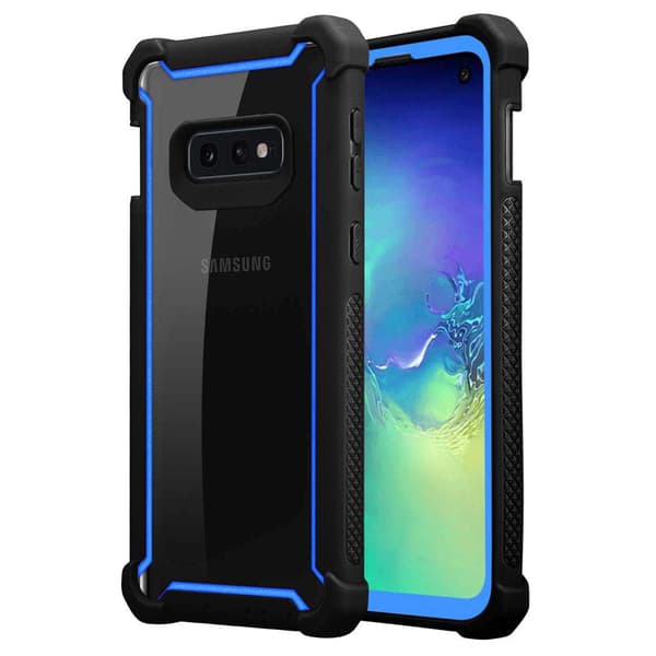 Samsung Galaxy S10e Suojakuori Suojakotelo 2-in-1 jossa on TPU-silikonireuna ja akryylilasinen takapuoli SININEN MUSTA