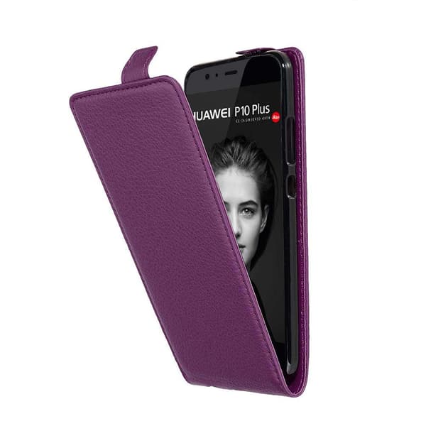 Deksel til Huawei P10 PLUS Flip Etui laget av strukturert kunstskinn BORDEAUX LILLA