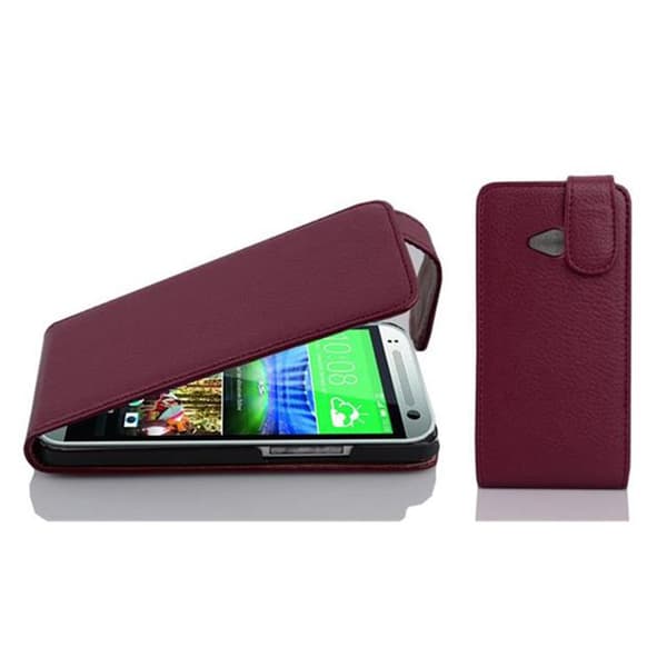 Deksel til HTC ONE M8 MINI Flip Etui laget av strukturert kunstskinn BORDEAUX LILLA