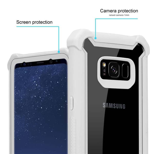 Deksel for Samsung Galaxy S8 2-i-1 beskyttelsesdeksel med TPU-silikonkant og bakside av akrylglass
