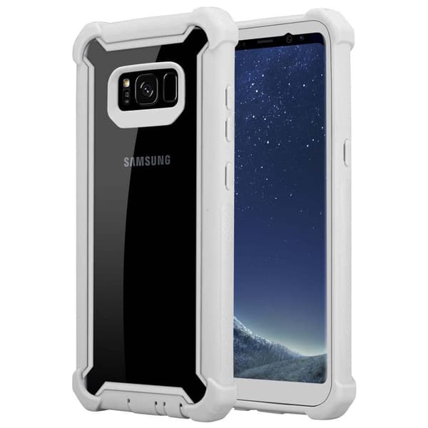Deksel for Samsung Galaxy S8 2-i-1 beskyttelsesdeksel med TPU-silikonkant og bakside av akrylglass
