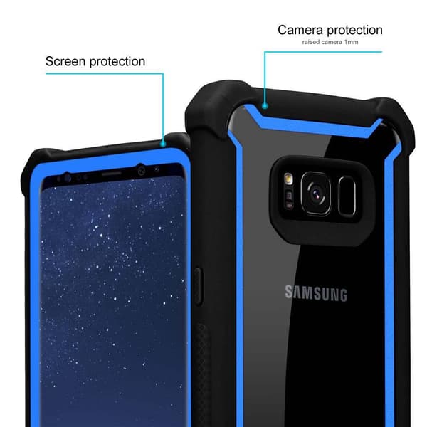 Deksel for Samsung Galaxy S8 2-i-1 beskyttelsesdeksel med TPU-silikonkant og bakside av akrylglass
