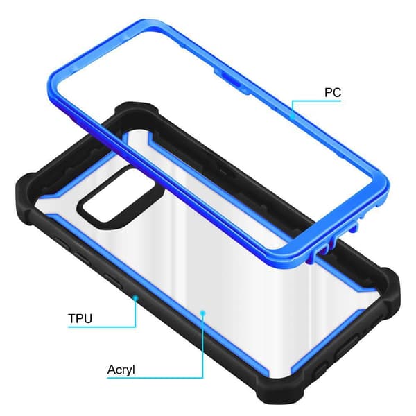 Deksel for Samsung Galaxy S8 2-i-1 beskyttelsesdeksel med TPU-silikonkant og bakside av akrylglass