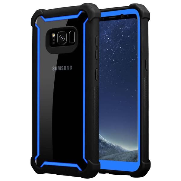 Deksel for Samsung Galaxy S8 2-i-1 beskyttelsesdeksel med TPU-silikonkant og bakside av akrylglass