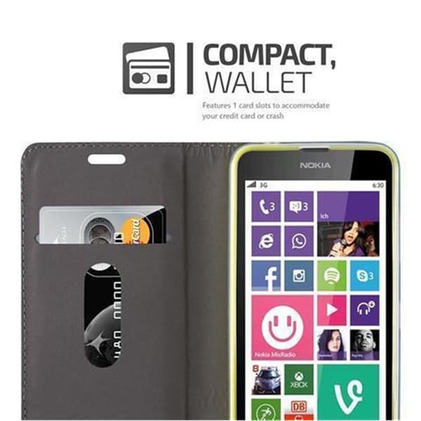 Nokia Lumia 630 / 635 Skal Plånboksfodral med magnetisk stängning, ståfunktion och kortficka