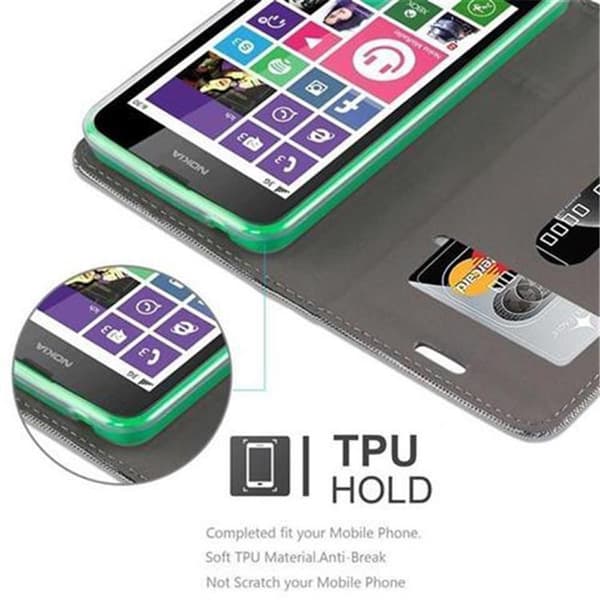 Nokia Lumia 630 / 635 Skal Plånboksfodral med magnetisk stängning, ståfunktion och kortficka