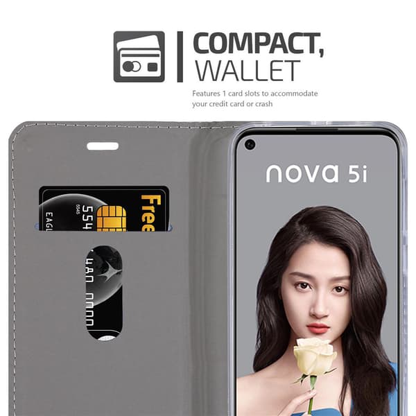 Deksel til Huawei NOVA 5i / P20 LITE 2019 Lommebokdeksel med magnetisk lukking, stativfunksjon og kortlomme