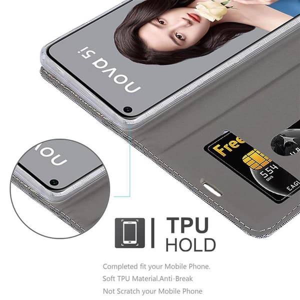 Deksel til Huawei NOVA 5i / P20 LITE 2019 Lommebokdeksel med magnetisk lukking, stativfunksjon og kortlomme