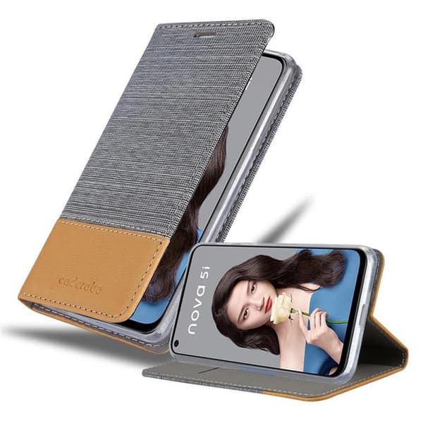 Huawei NOVA 5i / P20 LITE 2019 Pungetui Cover Case () LYS GRÅ BRUN