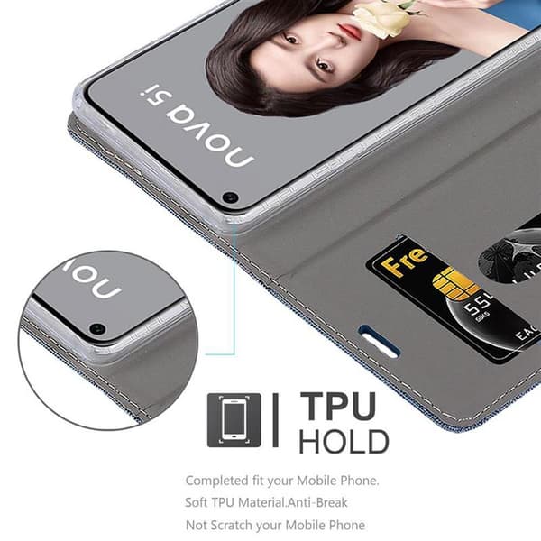Deksel til Huawei NOVA 5i / P20 LITE 2019 Lommebokdeksel med magnetisk lukking, stativfunksjon og kortlomme