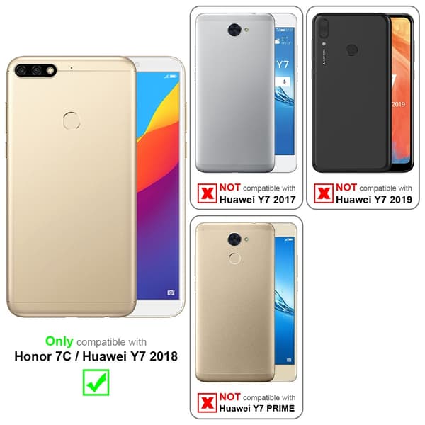 Honor 7C / Huawei Y7 2018 Suojakotelo Suojakuori Lompakkokotelo Matkapuhelinkotelo jossa magneettisuljenta, jalusta-toiminto ja korttitasku