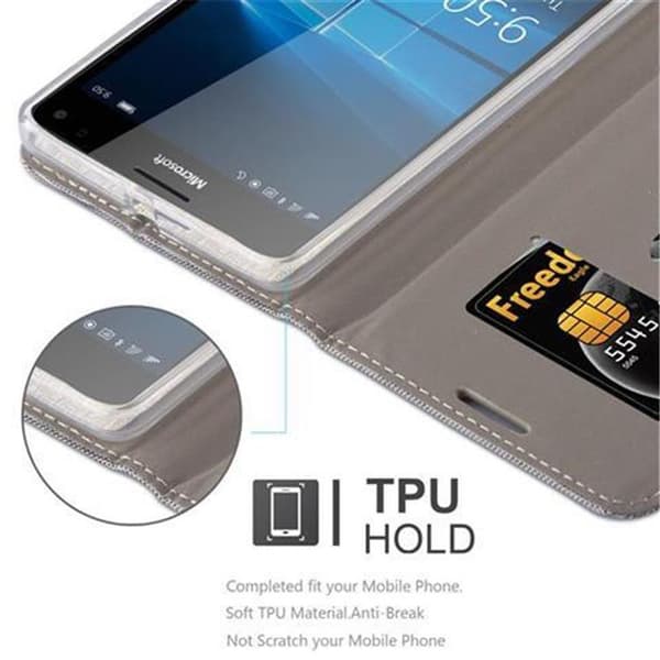 Nokia Lumia 950 XL Skal Plånboksfodral med magnetisk stängning, ståfunktion och kortficka