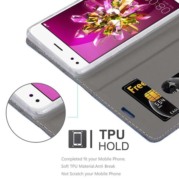 Huawei Enjoy 7 Suojakotelo Suojakuori Lompakkokotelo Matkapuhelinkotelo jossa magneettisuljenta, jalusta-toiminto ja korttitasku
