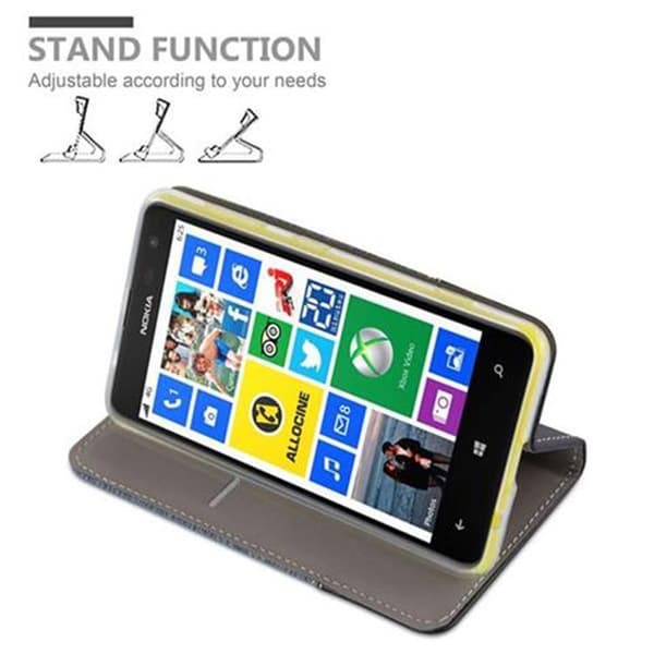 Deksel til Nokia Lumia 625 Lommebokdeksel med magnetisk lukking, stativfunksjon og kortlomme