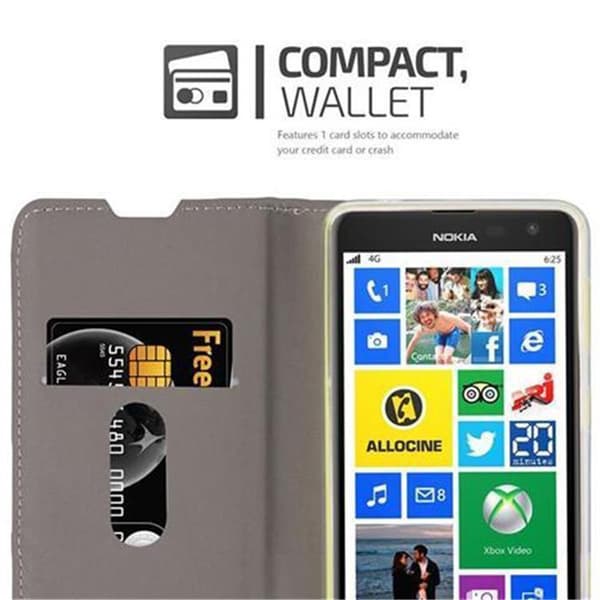 Deksel til Nokia Lumia 625 Lommebokdeksel med magnetisk lukking, stativfunksjon og kortlomme