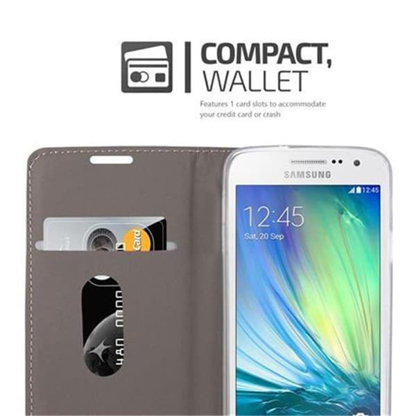 Deksel til Samsung Galaxy A3 2015 Lommebokdeksel med magnetisk lukking, stativfunksjon og kortlomme
