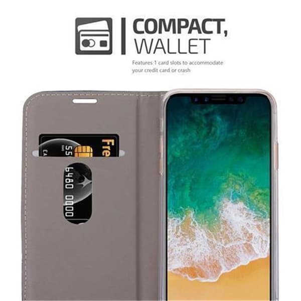 iPhone X / XS Skal Plånboksfodral med magnetisk stängning, ståfunktion och kortficka