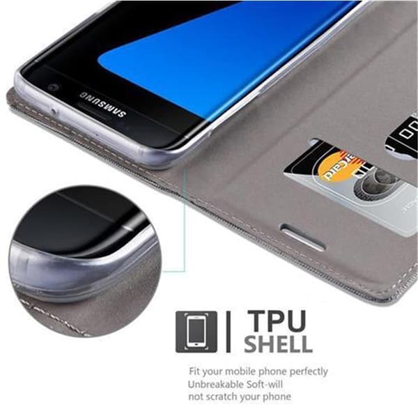 Deksel til Samsung Galaxy S7 EDGE Lommebokdeksel med magnetisk lukking, stativfunksjon og kortlomme