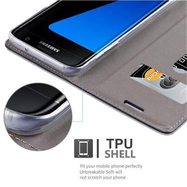 Deksel til Samsung Galaxy S7 EDGE Lommebokdeksel med magnetisk lukking, stativfunksjon og kortlomme