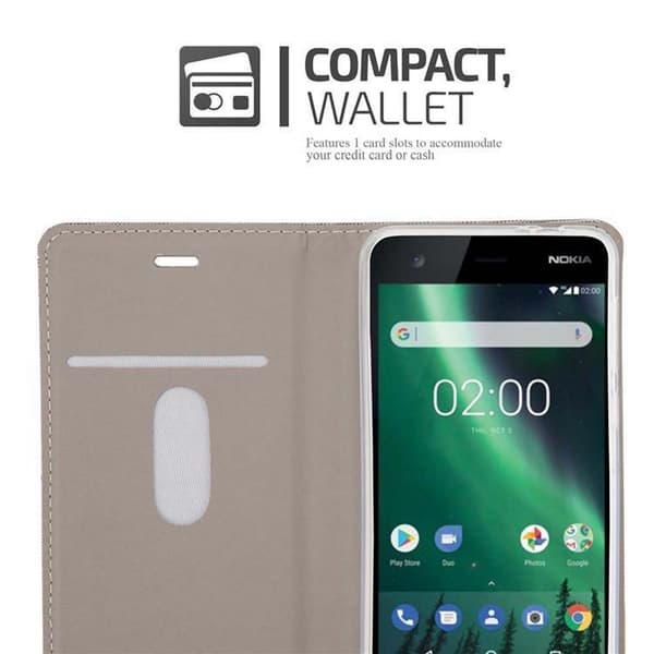 Nokia 2 2017 Suojakotelo Suojakuori Lompakkokotelo Matkapuhelinkotelo jossa magneettisuljenta, jalusta-toiminto ja korttitasku