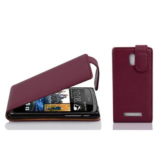 HTC Desire 500 Suojakotelo Suojakuori Lompakkokotelo Matkapuhelinkotelo Teksturoidusta keinonahasta valmistettu flip-muotoiltu suojakotelo