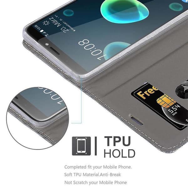 HTC Desire 12 PLUS Skal Plånboksfodral med magnetisk stängning, ståfunktion och kortficka
