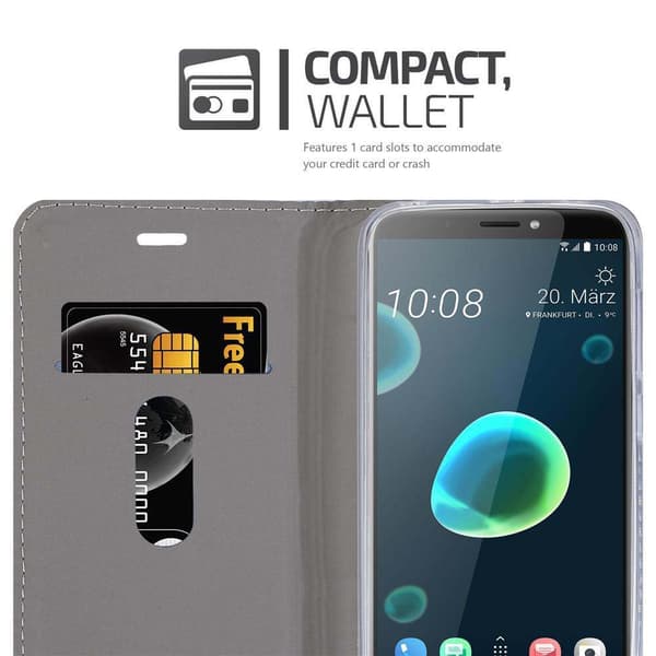 HTC Desire 12 PLUS Skal Plånboksfodral med magnetisk stängning, ståfunktion och kortficka
