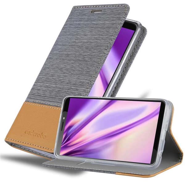 HTC Desire 12 PLUS Skal Plånboksfodral med magnetisk stängning, ståfunktion och kortficka LJUS GRÅ BRUN