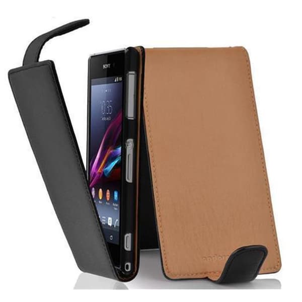 Skyddsfodral för Sony Xperia Z1 COMPACT Fodral Skal Mobilskydd i flipdesign av texturerat konstläder Case Cover OXID SVART