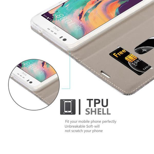 HTC Desire 10 LIFESTYLE / Desire 825 Skal Plånboksfodral med magnetisk stängning, ståfunktion och kortficka