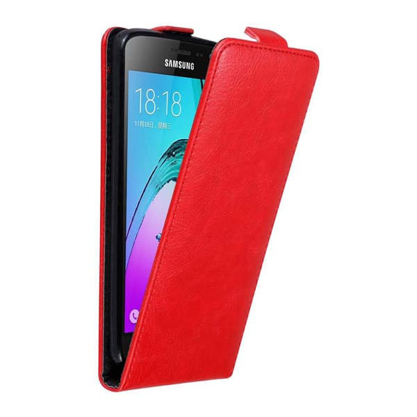 Skyddsfodral för Samsung Galaxy J3 2016 Fodral Skal i flipdesign med magnetisk stängning Case Cover ÄPPLE RÖD