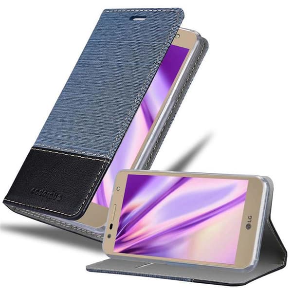 LG X POWER 2 Skal Plånboksfodral med magnetisk stängning, ståfunktion och kortficka MÖRK BLÅ SVART
