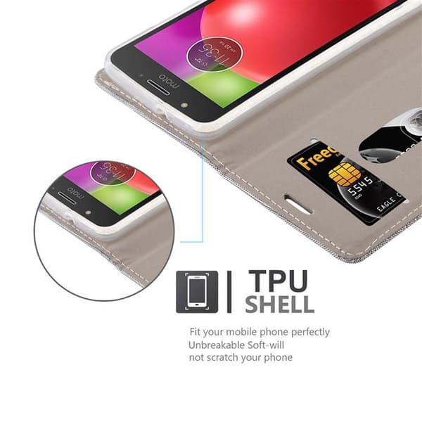 Motorola MOTO E4 Skal Plånboksfodral med magnetisk stängning, ståfunktion och kortficka