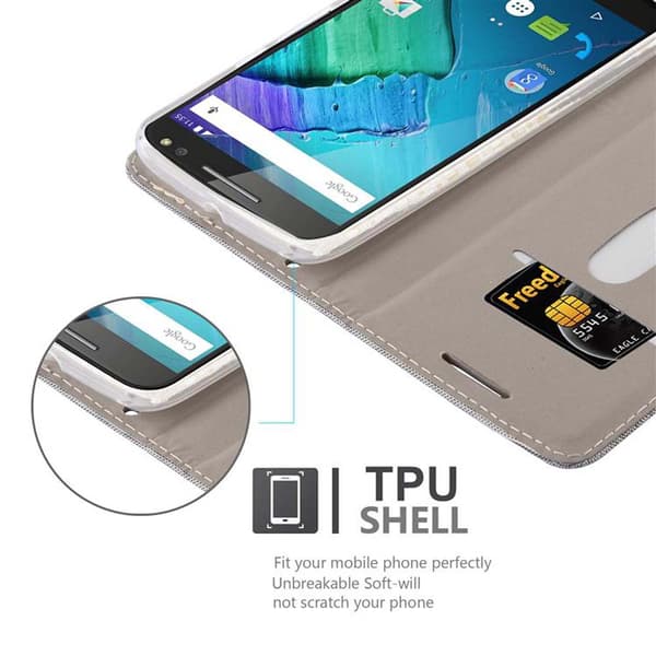 Motorola MOTO X STYLE Suojakotelo Suojakuori Lompakkokotelo Matkapuhelinkotelo jossa magneettisuljenta, jalusta-toiminto ja korttitasku