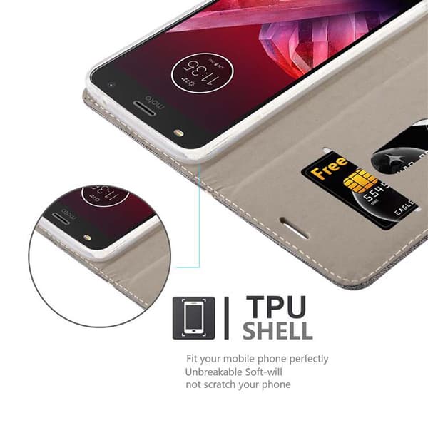 Motorola MOTO Z2 PLAY / Z2 FORCE Skal Plånboksfodral med magnetisk stängning, ståfunktion och kortficka