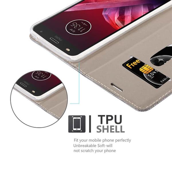 Motorola MOTO Z2 PLAY / Z2 FORCE Skal Plånboksfodral med magnetisk stängning, ståfunktion och kortficka
