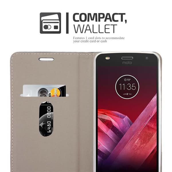 Motorola MOTO Z2 PLAY / Z2 FORCE Skal Plånboksfodral med magnetisk stängning, ståfunktion och kortficka
