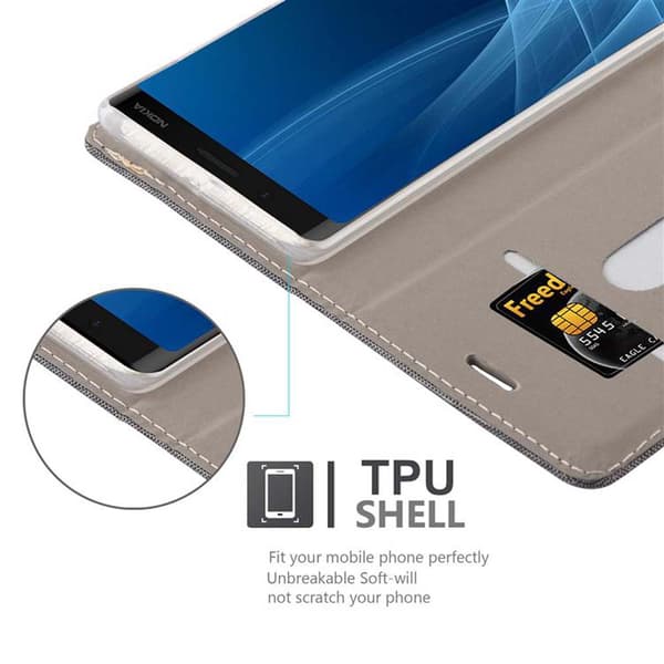 Nokia 8 Sirocco Suojakotelo Suojakuori Lompakkokotelo Matkapuhelinkotelo jossa magneettisuljenta, jalusta-toiminto ja korttitasku